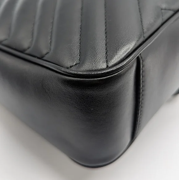 Authentic Gucci Black Leather Marmont Small Flap Shoulder Chain Crossbody Bag - Picture 8 of 13